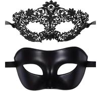 MWAHJU Set di maschere for travestimento in pizzo elegante da 2 pezzi for coppie for feste veneziane, for travestimenti del Mardi Gras Per Adulti