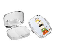 MWANG Portapillole a 2 Scomparti, Cute Cartoon Gatto Motivo Moda Design, Organizer Portatile da Viaggio, per Conservare Vitamine e Medicinali, per pillole organizer per pillole da viaggio