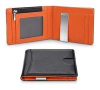 MWAYOYTE Portafogli Portafogli Maschili Slim RFID Bloccanti Portafogli per Uomini Portafogli Maschili Bi-Fold Minimalisti-Arancia Nera