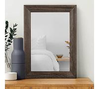 MWAZZLL Specchio da parete rustico con cornice in legno, grande, 65 x 45 cm, specchio rettangolare per decorazione da parete, per marrone scuro