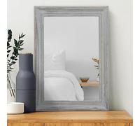 MWAZZLL Specchio da parete rustico con cornice in legno, grande, 65 x 45 cm, specchio rettangolare per decorazione da parete
