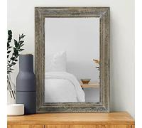 MWAZZLL Specchio rustico con cornice decorativa in legno retrò da appendere specchi da parete per bagno, camera da letto, ingresso, fattoria, 50 x 40 cm