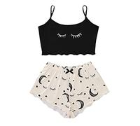 MWBLN Pigiama,Pantalones Cortos de camisola de Verano para Mujer Conjuntos de Pijama, Chaleco Corto sin Mangas Sexy para Mujer + Pantalones Cortos de Cintura elástica Ropa de dormir 2 piezas Ropa de