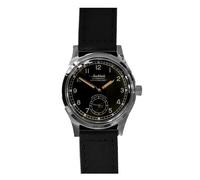 MWC Aeschbach WW2 Automatico Acciaio Nero Pelle Militare Orologio Uomo