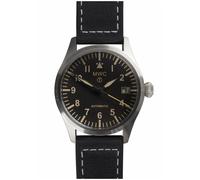 MWC Classic 40 Automatico Acciaio Nero Data Pelle Zaffiro Militare Orologio Uomo