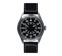 MWC Classic 46mm Limited Edition XL Luftwaffe Pattern Automatico Acciaio Nero Pelle Militare Aviatore Pilot Uomo Orologio