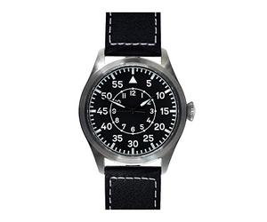 MWC Classic 46mm Limited Edition XL Luftwaffe Pattern Automatico Acciaio Nero Pelle Militare Aviatore Pilot Uomo Orologio