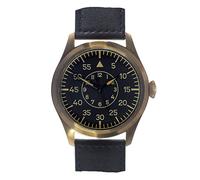 MWC Classic 46mm Luftwaffe Pattern Automatico Acciaio Nero Bronzo Pelle Militare Aviatore Pilot Uomo Orologio