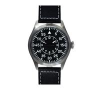 MWC Classic Pilot Automatico Acciaio Nero Pelle Militare Aviatore Orologio Uomo