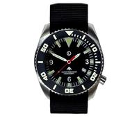 MWC Depthmaster Quarzo Acciaio Nero Tessuto NATO Zaffiro Militare Vintage Orologio Uomo