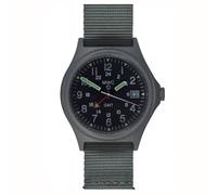 MWC GMT (Dual Time Zone) Quarzo Acciaio Data Tessuto Nero Grigio Orologio Uomo