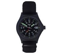 MWC GMT (Dual Time Zone) Quarzo Acciaio Data Tessuto PVD Nero Orologio Uomo