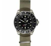 MWC Swiss Quarzo Acciaio Diver Nero Datario Tessuto Uomo GMT Orologio
