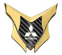 MWJTWO Auto Logo Fregi per Mitsubishi Lancer Evolution X 2008-2014, Emblema Stemmi Distintivo Decorativo Stemma Adesivi Badge Decalcomania Bonnet Stickers Insignia 3D,Gold Carbon Fibre Weave