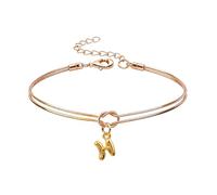 Mwmoeen Bracciale da donna con nodo - Bracciali dorati con lettere dalla A alla Z, regolabile e impilabile, con nodo dell'amore, per donne, fidanzate e ragazze, Rame