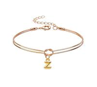 Mwmoeen Bracciale da donna con nodo - Bracciali dorati con lettere dalla A alla Z, regolabile e impilabile, con nodo dell'amore, per donne, fidanzate e ragazze, Rame
