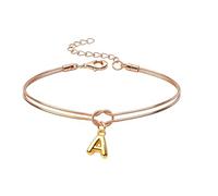 Mwmoeen Bracciale da donna con nodo - Bracciali dorati con lettere dalla A alla Z, regolabile e impilabile, con nodo dell'amore, per donne, fidanzate e ragazze, Rame
