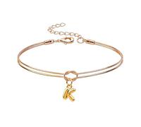 Mwmoeen Bracciale da donna con nodo - Bracciali dorati con lettere dalla A alla Z, regolabile e impilabile, con nodo dell'amore, per donne, fidanzate e ragazze, Rame