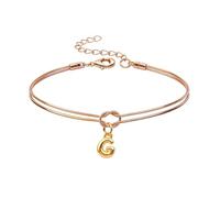 Mwmoeen Bracciale da donna con nodo - Bracciali dorati con lettere dalla A alla Z, regolabile e impilabile, con nodo dell'amore, per donne, fidanzate e ragazze, Rame
