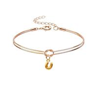 Mwmoeen Bracciale da donna con nodo - Bracciali dorati con lettere dalla A alla Z, regolabile e impilabile, con nodo dell'amore, per donne, fidanzate e ragazze, Rame