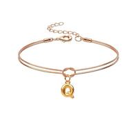 Mwmoeen Bracciale da donna con nodo - Bracciali dorati con lettere dalla A alla Z, regolabile e impilabile, con nodo dell'amore, per donne, fidanzate e ragazze, Rame