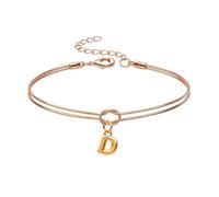 Mwmoeen Bracciale da donna con nodo - Bracciali dorati con lettere dalla A alla Z, regolabile e impilabile, con nodo dell'amore, per donne, fidanzate e ragazze, Rame