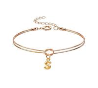 Mwmoeen Bracciale da donna con nodo - Bracciali dorati con lettere dalla A alla Z, regolabile e impilabile, con nodo dell'amore, per donne, fidanzate e ragazze, Rame