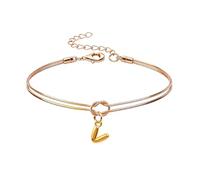 Mwmoeen Bracciale da donna con nodo - Bracciali dorati con lettere dalla A alla Z, regolabile e impilabile, con nodo dell'amore, per donne, fidanzate e ragazze, Rame