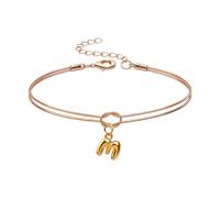 Mwmoeen Bracciale da donna con nodo - Bracciali dorati con lettere dalla A alla Z, regolabile e impilabile, con nodo dell'amore, per donne, fidanzate e ragazze, Rame
