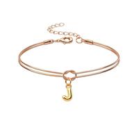 Mwmoeen Bracciale da donna con nodo - Bracciali dorati con lettere dalla A alla Z, regolabile e impilabile, con nodo dell'amore, per donne, fidanzate e ragazze, Rame