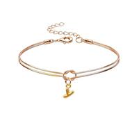 Mwmoeen Bracciale da donna con nodo - Bracciali dorati con lettere dalla A alla Z, regolabile e impilabile, con nodo dell'amore, per donne, fidanzate e ragazze, Rame
