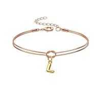 Mwmoeen Bracciale da donna con nodo - Bracciali dorati con lettere dalla A alla Z, regolabile e impilabile, con nodo dell'amore, per donne, fidanzate e ragazze, Rame