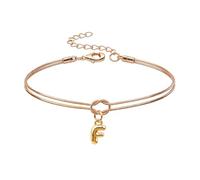 Mwmoeen Bracciale da donna con nodo - Bracciali dorati con lettere dalla A alla Z, regolabile e impilabile, con nodo dell'amore, per donne, fidanzate e ragazze, Rame