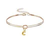 Mwmoeen Bracciale da donna con nodo - Bracciali dorati con lettere dalla A alla Z, regolabile e impilabile, con nodo dell'amore, per donne, fidanzate e ragazze, Rame