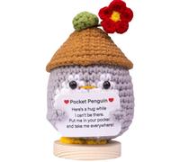 Mwmoeen Divertente pinguino positivo, portafortuna Penguin Pocket Hug, grazioso pinguino lavorato a maglia con biglietto positivo, regalo motivazionale per la migliore amica