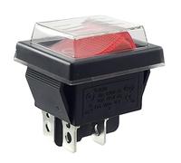MWMS Interruttore a levetta rosso On-Off con copertura impermeabile, interruttore a bilanciere DPDT, 4 poli, 250 V, 16 A, illuminato