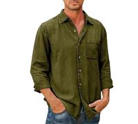 Mwn's Camicia in denim sfoderata classica da uomo con bottoni sottili camicia in denim a maniche lunghe jeans camicie giacca per uomo, Verde, M