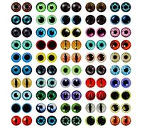 MWOOT 100 Pezzi 12MM Colorati Occhi di Vetro Kit,Glass Cabochon Eyes Dragon Eyes,50 Stile Vetro Occhi Bambole Animali Dinosauro per DIY Monili Che Fanno Giocattoli Artigianale Halloween Decorazione
