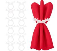 MWOOT 12 Pezzi Anelli Portatovaglioli Natalizi, Renna di Natale Fermatovaglioli Legno, Corna di Cervo Portatovaglioli per Natale Ringraziamento Cena Festa Banchetto Decorazione da Tavola