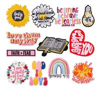 MWOOT 12 Pezzi Cristiani Toppe Termoadesive per Abbigliamento, Toppa Termoadesiva per Tessuti, Toppe ricamate per Cappelli, Zaini, Giacche,Jeans, Fai da te Accessori Decorazioni