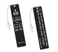 MWOOT 2 Segnalibri Cristiani Ispiratori con Versetti Biblici e Croce, Regali Religiosi per Amanti del Libro, in Acciaio Inossidabile