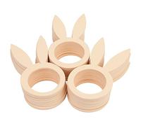 MWOOT 30 Pezzi Portatovaglioli Pasquali, Orecchio di Coniglio Portatovaglioli in Legno per Pasqua Colazione Pranzo Cena Festa Banchetto Decorazione della Tavola, Accessori Pasquali Artigianali DIY