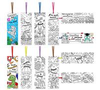 MWOOT 36 Pezzi Color Your Own Segnalibri Carta, Segnapagina Fai-da-Te Doppia Faccia Paper Bookmarks for Kids, Ispiratrici Segnalibro per Bambini Scuola Studenti Amanti Libro Forniture(12 Stili,15x5CM)
