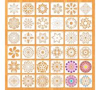 MWOOT 36 Pezzi Stencil Mandala, Template per Pittura,Stencil per Pareti,Modelli Riutilizzabili e Durevoli per Arredo su Tessuto, Roccia, Pietra e Tela Decorativa, 10x10 CM