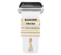 MWOOT 6 Pezzi Charm Cinturino Compatibile con Apple Watch Series 10 9 8 7 6 5 4 3 2 1 (Senza Cinturino), Charm a Lettera A