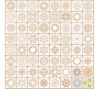 MWOOT 60 Pezzi Stencil Mandala, Template per Pittura, Design a Punti in Plastica per DIY, Modelli Riutilizzabili e Durevoli per Arredo su Tessuto, Roccia, Pietra e Tela Decorativa, 5x5 CM