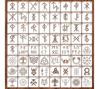 MWOOT 64 Pezzi Stencil Alfabeto Rune Vichingo, Celtici Stencil per Pareti, Stampini Riutilizzabili per Pittura, Tessuto, Pareti e Teli Decorativi, 7.6CM