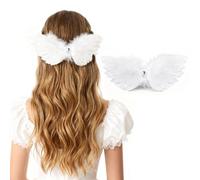 MWOOT Bianco Fermagli capelli con piume, Ali d'angelo Copricapo con piume per donna, Strass Forcine capelli con piumes per costumi di Carnevale, sposa, matrimonio, cosplay, feste