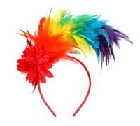 MWOOT Cerchietto Piume, 1920 Fascino Piumato, Arcobaleno Copricapo Piume per Donna, Colorate Fiore Artificiale Accessori per Capelli per Carnevale Cocktail Nozze Festa del Tè Decorazione