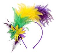 MWOOT Cerchietto Piume, 1920 Fascino Piumato, Giallo Verde Viola Copricapo Piume per Donna, Fiore Artificiale Accessori per capelli per Cocktail Nozze Festa del Tè Decorazione